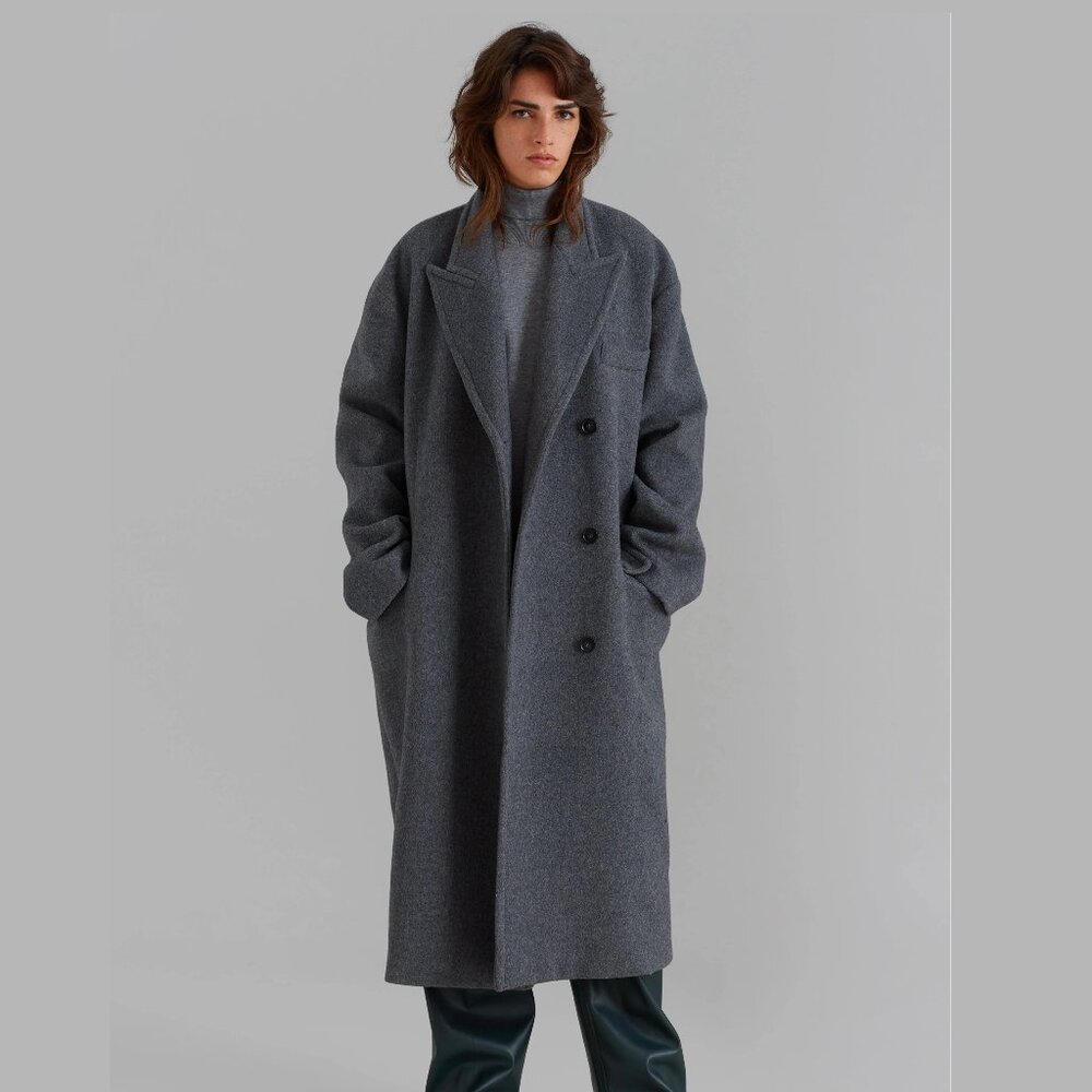 The Frankie Shop Anya Oversized Wool Coat in Grey XS/S
